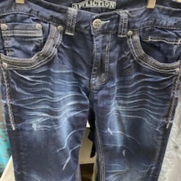 Men's Dark Blue Affliction Jeans "Blake" Style, Numerous Sizes Available. - Picture 1 of 5